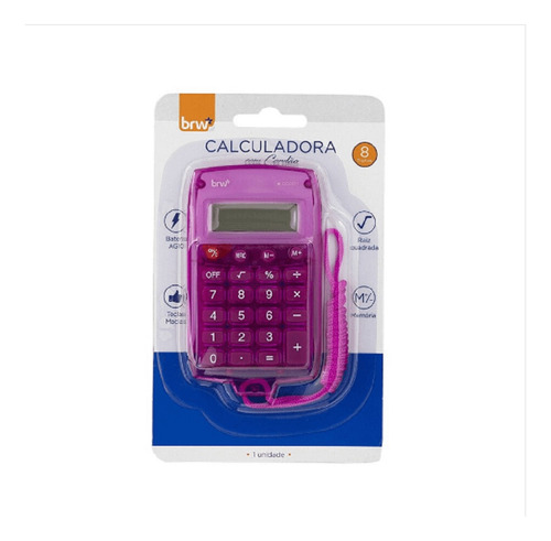 Calculadora Com Cordão 8 Digitos Rosa Cc0011 - Brw