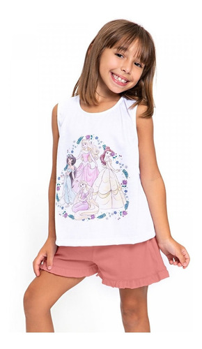 Pijama Infantil Musculosa Y Short Princesas Disney 20331