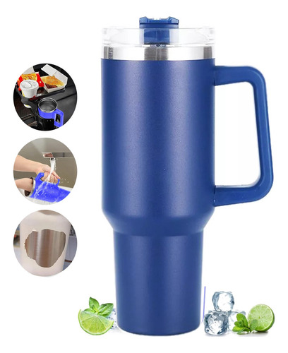 Copo Caneca Garrafa Grande Inox Alça E Canudo Térmico 1200ml