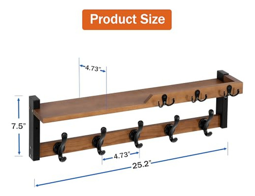 Perchero De Pared Con Estante 4 En 1, Ganchos Para Abrigos D