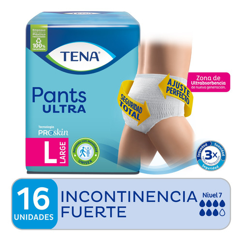 Ropa Interior Tena Pants Ultra Talle Large X16 Unidades