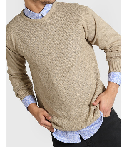 Sweater Hombre Liso Cuello Redondo Lanilla Elastizado Buzo 