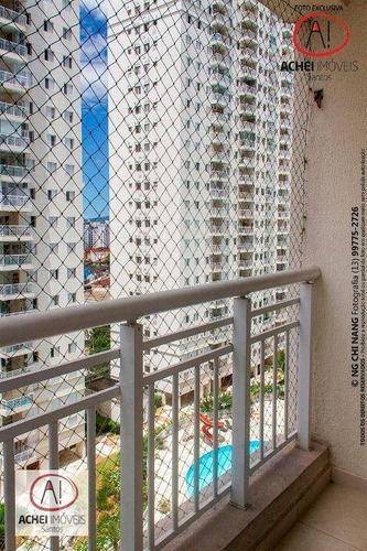 Imagem 12 de 30 de Apartamento Com 2 Dormitórios, Sala Com Sacada, Lazer Completo, 1 Vaga À Venda, 64 M² Por R$ 455.000 - Marapé - Santos/sp - Ap10953