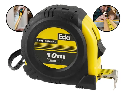 Trena Métrica Aço Profissional Emborrachada 10m X 25mm Eda