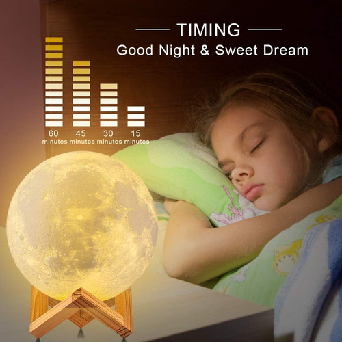 Lámpara De Luna 3d, 16 Colores, Luz De Luna Con Soporte Y Co