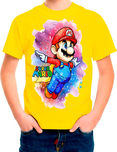 Polera Estampada 100% Algodón Niño Super Mario Exclusivo