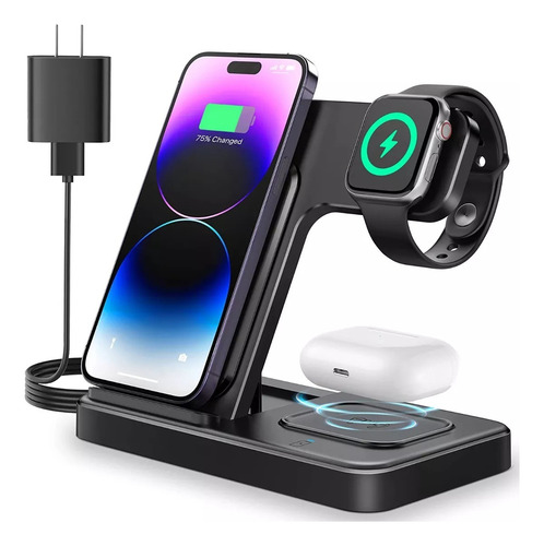 Cargador Inalámbrico 3 En 1 Base De Carga Rápida Para iPhone