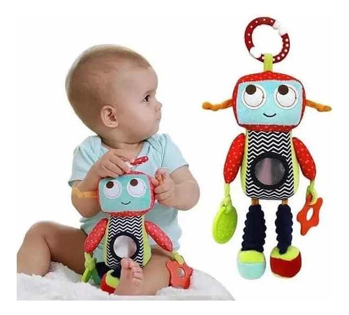 Sonajero Sensorial Peluche Robot Para Bebe