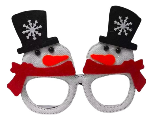 Lentes Navideños Muñeco De Nieve Con Diamantina.