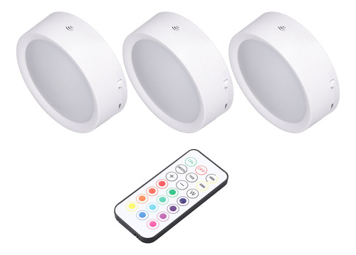 3 Unidades De Luz Led Tipo Disco, 4 Colores, Regulable, Con