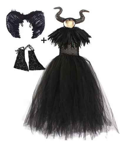 Traje De Malévola Para Niñas, Bruja Y Demonio