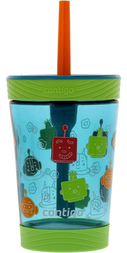 Vaso 14 Onzas Derrames Para Niños Con Popote Y Plastico Sin