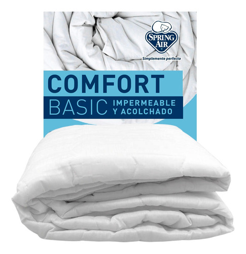 Protector Cubre Colchon Matrimonial Spring Air Impermeable Blanco Liso 2 Plazas
