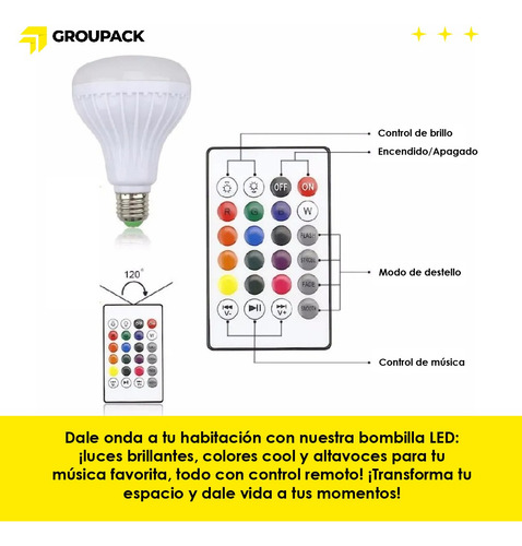 Foco Led Inteligente Rgb Bluetooht Bombilla Alexa Google 12w