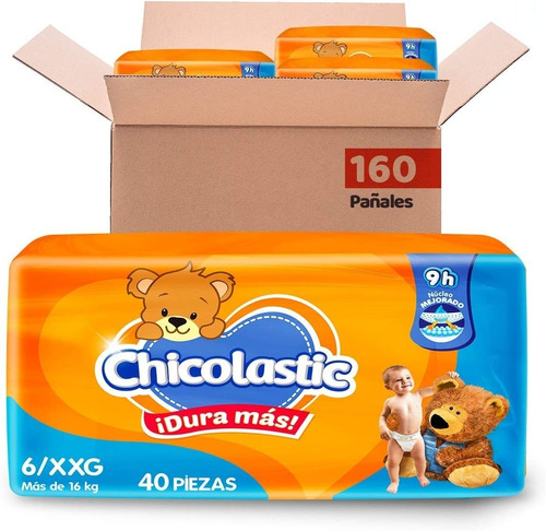 Chicolastic XXG caja de pañales 4 paquetes de 40 piezas