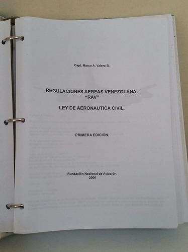 Libro Regulaciones Aeronáuticas Venezolanas Marco Valero (Usado)
