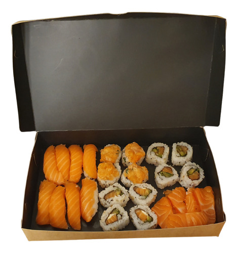 Caja Rustica Para Sushi, Grande X 50 U. Laminado Interior.