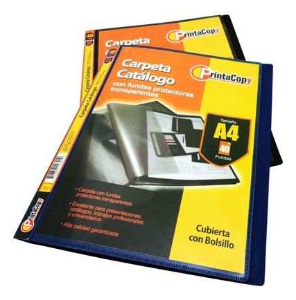 Carpeta Catalogo 40 Fundas Tamaño A4 Azul Printa