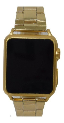 Relógio Led Digital Touch Pulseira De Aço Dourado Unissex