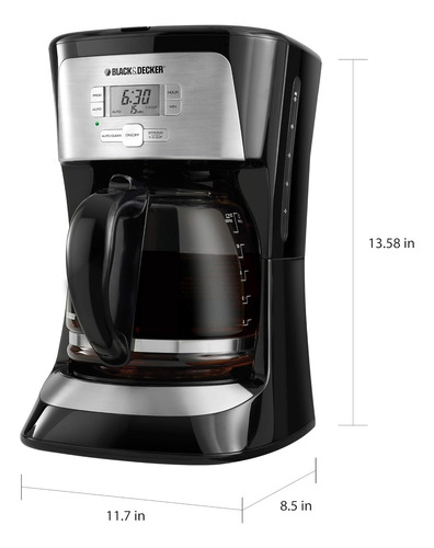 Black+decker Cafetera Programable De 12 Tazas, Negra Cm2020b