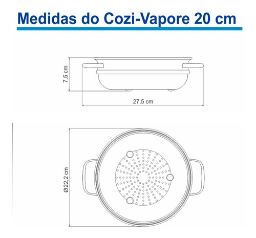 Imagem 3 de 6 de Cozi-vapore Tramontina Allegra Em Aço Inox 20 Cm 2,2 L