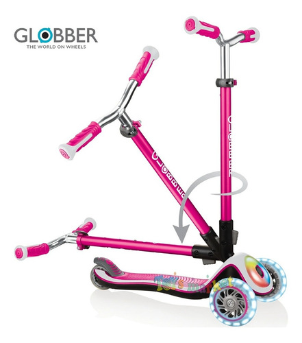 Imagen 3 de 9 de Globber Elite Lights Plegable Con Luces 4 Alturas Monopatin