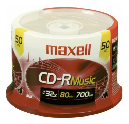 Maxell 625156 Cdr80mu50pk Cd-r De Música De 80 Minutos (eje