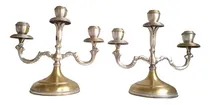 Comprar Dos Antiguos Candelabros De Bronce 100 Años De Antigüedad 