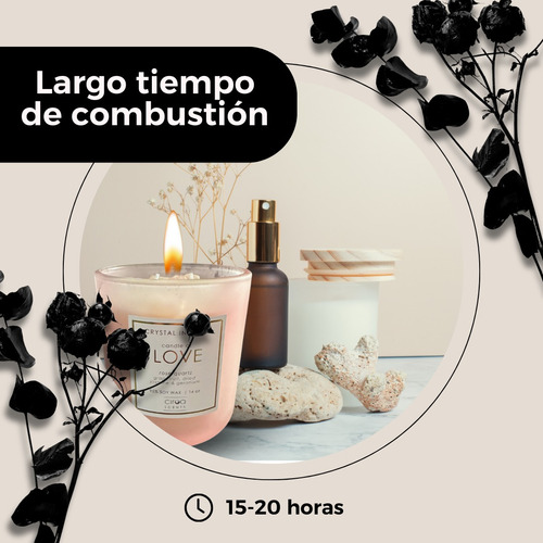 Vela Aromática C/cuarzos Aroma Pomelo Jazmín Cera Soya 850g