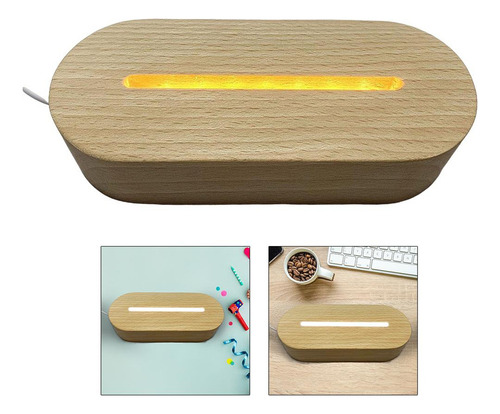 Luz De Noche Led Base De Madera Soporte De Exhibición Claro
