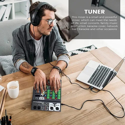 Mezclador De Audio De 4 Canales Asmuse, Mini Consola Mezclad