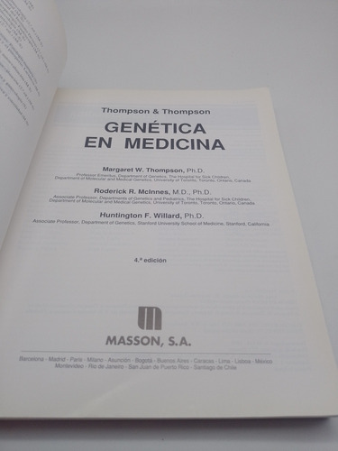 Genética En Medicina Thompson & Thompson (Usado)