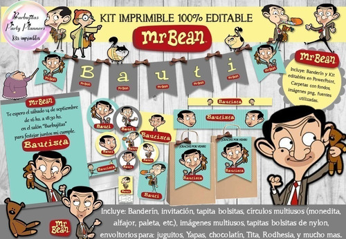 Kit Imprimible Candy Mr Bean 100% Editable