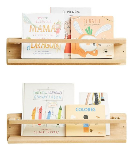 Combo X2 Estante Biblioteca Flotante Estilo Montessori Niños