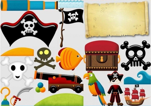 Kit Imprimible Candy Bar Piratas Fiesta 3x1