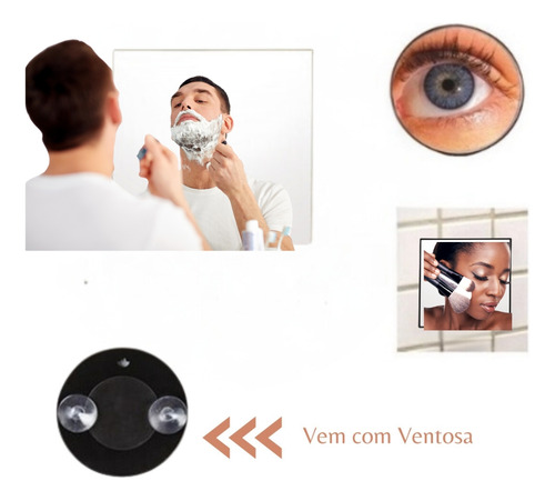 Espelho Parede C/ Ventosa Clareza E Estilo Classico