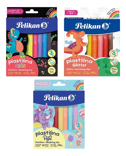 Pack Plastilina Colores Neon Pastel Glitter Pelikan