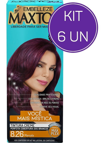 Kit Tinta De Cabelo Maxton Ruiva +mística Marsala 8.26