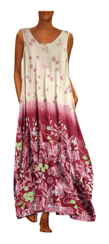 Vestido Verano Para Mujer Largo Fiesta Suelto Manga Floral