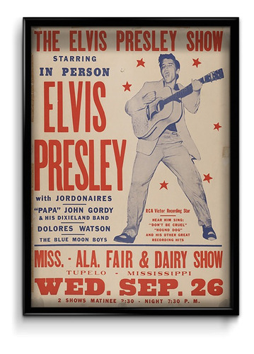 Cuadro Elvis Presley M1 30x40 (marco + Lámina + Vidrio)