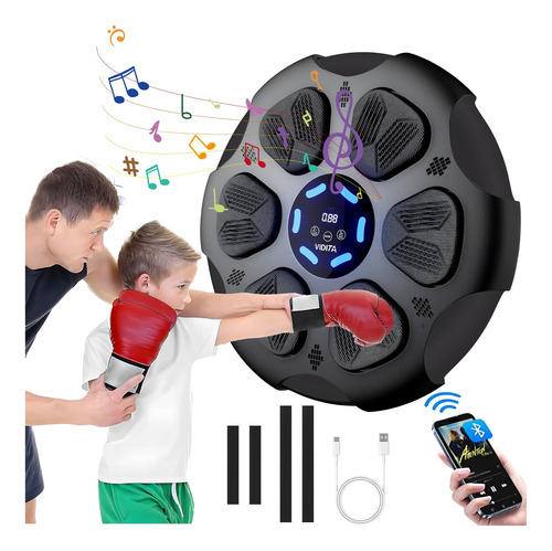 Maquina De Boxeo Entrenamiento Musical Inteligente Bluetooth Negro