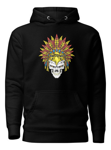 Sudadera Calavera Guerrero Azteca Con Penacho. Calaca Mexa