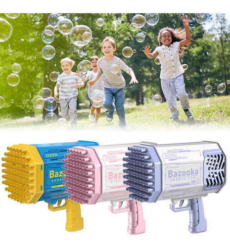 Ametralladora De Burbujas Bazooka Con Luz De Color 69 Agujer