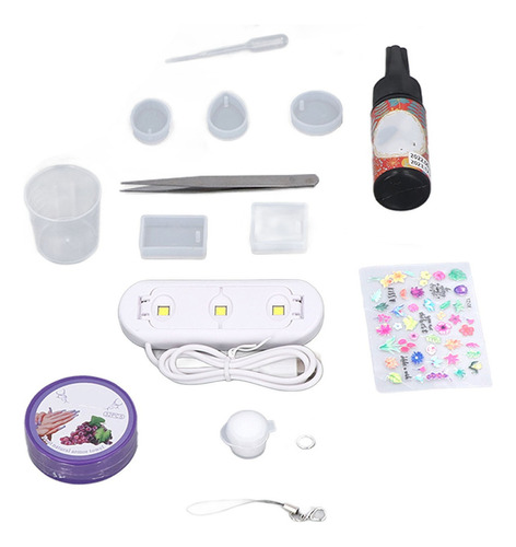 Uv Glue 25g Kit De Resina Lámpara De Curado Pinzas Taza Medi