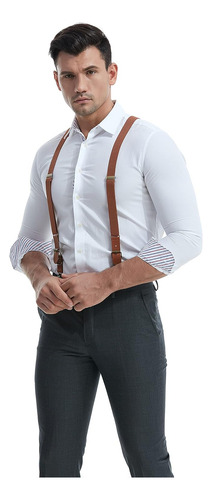 Mendeng Tirantes Ajustables Para Hombre Bronce Metal Clip...