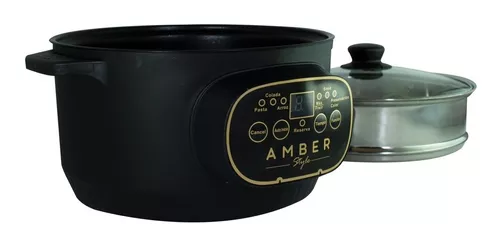 Olla Multiusos Eléctrica 2.4 Litros Digital Amber Style Color Negro  Frecuencia 50/60 110v
