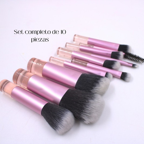 Kit Set 10 Piezas Mini Brochas De Maquillaje Compactas Negro