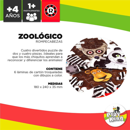 Imagen 2 de 10 de Juego Zoológico Rompecabezas Ruibal Playking