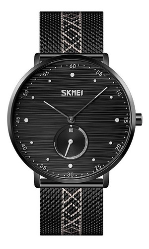 Reloj Acero Malla Inoxidable Cronometro Real Contra Agua Sk Correa Punteros Blancos