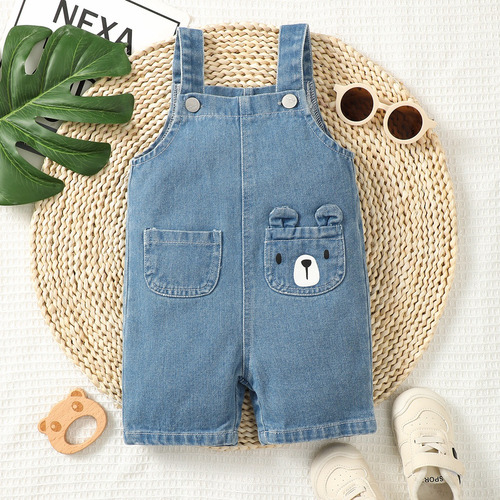 Pantalones Cortos Vaqueros De Verano Con Bolsillo Y Estampad
